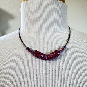 Clay & Beads Necklace Choker Red Blue Jewelry Coquette Preppy Spring Summer Y2K